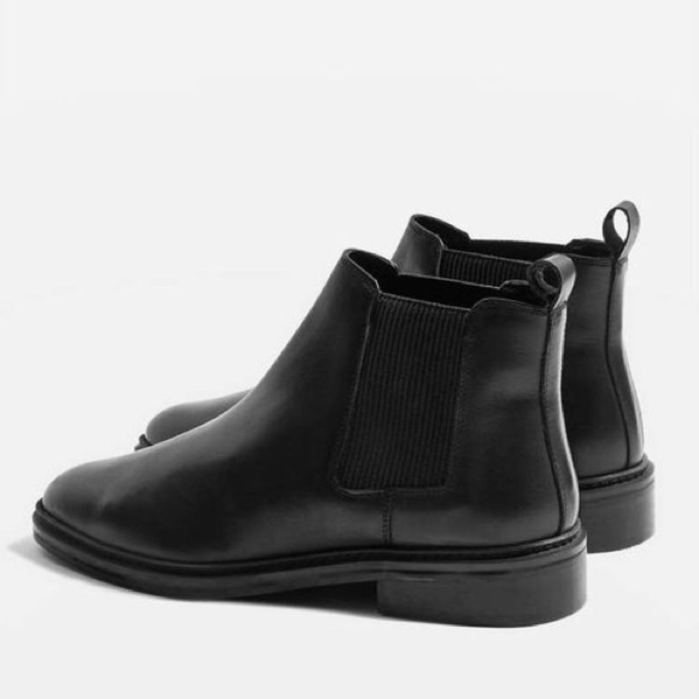 Topshop Black Leather Chelsea Boot